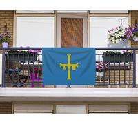 Oedim Bandera de Asturias Sin Palo | 150x85cm | Reforzada y con Pespuntes | Bandera con 4 Lazos y Resistente al Agua