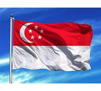 Oedim Bandera de Singapur 85x1,50cm | Reforzada y con Pespuntes | Bandera con 2 Ojales Metálicos y Resistente al Agua
