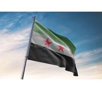 Oedim Bandera de Siria, 150x85cm, Reforzada y con Pespuntes, Bandera con 2 Ojales Metálicos y Resistente al Agua