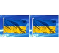 Oedim Bandera de Ucrania 150x85cm | Reforzada y con Pespuntes | Bandera con 2 Ojales Metálicos y Resistente al Agua- (Paquete de 2)