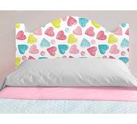 Oedim Cabecero Cama Infantil PVC Impresión Digital Corazones Multicolor | 100 x 100 cm | Disponible en Varias Medidas | Cabecero Ligero, Elegante, Resistente y Económico