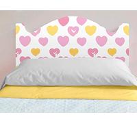 Oedim Cabecero Cama Infantil PVC Impresión Digital Corazones Rosas y Amarillos | 115 x 60 cm |, 115x60cm