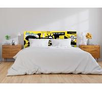 Oedim Cabecero Cama PVC Graffiti Amarillo, 135x60cm,Cabecero Ligero, Elegante, Resistente y Económico