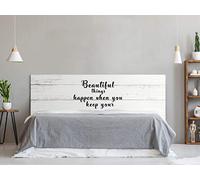 Oedim Cabecero Cama PVC Impresión Digital Textura Texto Beautiful Things sobre Madera Blanca 200x60cm | Disponible en Varias Medidas | Cabecero Ligero, Elegante, Resistente y Económico