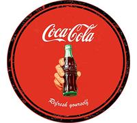 Oedim Cartel de Chapa 80,00 cm x 80,00 cm Coca Cola Refresh Yourself | Decoración Pared | Aluminio 3 mm Resistente