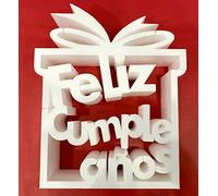 Oedim Feliz Cumpleaños en Corcho de 148x108x15cm | Diseño Elegante | Fabricado en Porexpan | Color Blanco | Ideal para decoración de mesas y/o escenarios en cumpleaños