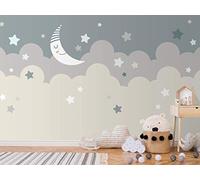 Oedim Fotomural Infantil Vinilo para Pared Nubes y Luna | Mural | Fotomural Infantil Vinilo Decorativo | 200 x 150 cm | Decoración comedores, Salones, Habitaciones