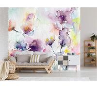 Oedim Fotomural Vinilo Adhesivo Acuarela Formando Flores, vinilo adhesivo decorativo para habitaciones, decoración para paredes, vinilo adhesivo