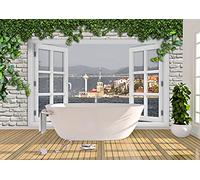 Oedim Fotomural Vinilo Adhesivo Ventana y Mar, Vinilo Adhesivo Decorativo para Habitaciones, decoración para Paredes, Vinilo Adhesivo