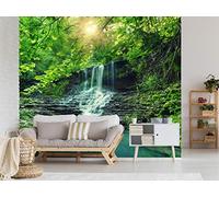 Oedim Fotomural Vinilo para Pared Cascada en el Bosque | Fotomural para Paredes | Mural | Vinilo Decorativo | Varias Medidas 500 x 300 cm | Decoración comedores, Salones, Habitaciones...