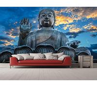 Oedim - Fotomural Vinilo para Pared Estatua Buda Puesta Sol | Fotomural para Paredes | Mural | Fotomural Vinilo Decorativo |500 x 300 cm | Decoración comedores, Salones, Habitaciones