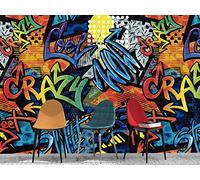 Oedim Fotomural Vinilo Para Pared Graffiti Crazy | Mural | Fotomural Vinilo Decorativo |350 x 250 cm | Decoración comedores, salones, habitaciones