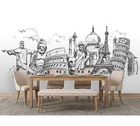 Oedim Fotomural Vinilo Para Pared Trazos Monumentos del Mundo | Mural | Fotomural Vinilo Decorativo | 200 x 150 cm | Decoración comedores, salones, habitaciones