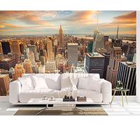Oedim Fotomural Vinilo Pared Atardecer en la Ciudad de Nueva York Fotomural para Paredes, Vinilo Decorativo, Decoración comedores, Salones, Habitaciones.…
