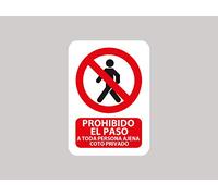 Oedim Pack 10 Señales de Prohibido el Paso Coto Privado | Medida 14,85x21cm | Señaletica en Material Aluminio Blanco Resistente de 3mm | Duradera y Económica