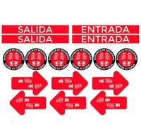 Oedim Pack 14 Vinilo Señalización para Suelo Entrada y Salida - Distancia de Seguridad Rojo | Vinilos Autoadhesivos para Decorar o Renovar Suelos
