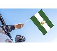 Oedim Pack 2 Banderas de Andalucía con Palo de Madera de 100cm | 67x45cm | Bandera Resistente al Agua