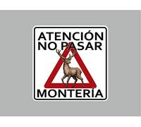 Oedim Pack 2 Señales de Atencion No Pasar Montería Ciervo | 40x40cm | Finca Privada, Coto Privado, Caza Activa | Señaletica en Material Aluminio Blanco Resistente de 3mm | Duradera y Económica
