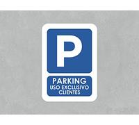 Oedim Pack 2 Señales Parking Uso Exclusivo Clientes, 14,85x21cm, Señaletica en Material Vinilo Adhesivo Monomérico, Duradera y Económica