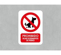 Oedim Pack 2 Señales Prohibido Dejar Excrementos de Perros, 21x29,7cm, Señaletica en Material Aluminio Blanco Resistente de 3mm, Duradera y Económica