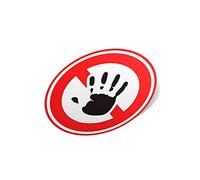 Oedim Pack 20 Señales de Pegatina Prohibido Tocar | 5x5 cm| Adhesivo Resistente y Económico | Pegatina Adhesiva Transparente en Efecto Espejo