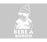 Oedim Pack 5 Pegatinas Bebe a Bordo Blanco 14 x 17 cm | Adhesivo de Fácil Colocación | Pegatina para Coche Económica y Resistente
