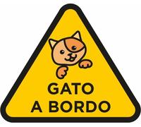 Oedim Pack 5 Pegatinas Gato a Bordo Amarillo 20 x 18 cm | Adhesivo de Fácil Colocación | Pegatina para Coche Económica y Resistente