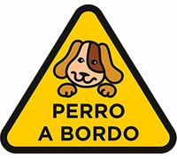 Oedim Pack 5 Pegatinas Perro a Bordo Amarillo 20 x 18 cm | Adhesivo de Fácil Colocación | Pegatina para Coche Económica y Resistente