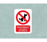 Oedim Pack 5 Señales de Prohibido Cagadas de Perros | Medida 14,85x21cm | Señaletica en Material Aluminio Blanco Resistente de 3mm | Duradera y Económica