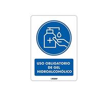 Oedim Pack 5 Señales de Uso Obligatorio Gel Hidroalcohólico | Medida 14,85x21cm | Señaletica en Vinilo Adhesivo Monomérico | Duradera y Económica