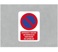 Oedim Pack 5 Señales Entrada y Salida de Vehículos Por Favor No Aparcar, PVC 3mm, Decoración Pared, Duradero y Económico