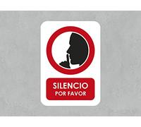 Oedim Pack 5 Señales Silencio Por Favor, 21x29,7cm, Señaletica en Material PVC de 3mm, Duradera y Económica -