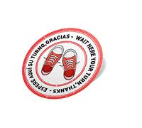 Oedim Pack de 4 Uds de Pegatinas para el Suelo Espere Aquí Su Turno, Gracias - Wait Here Your Turn, Thanks | Vinilo Adhesivo Antideslizante | Color Rojo