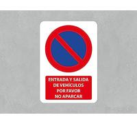 Oedim Pack de 5 Señaléticas Entrada Y Salida De Vehículos Por Favor No Aparcar, 14,85x21cm, Duradera y Económica, Fabricado PVC