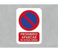 Oedim Pack de 5 Señaléticas Prohibido Aparcar Se Avisa Grúa, 14,85x21cm, Duradera y Económica, Fabricado PVC