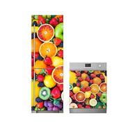 Oedim Pack Vinilo para Frigorífico + Vinilo para Lavavajillas Frutas | 60x185cm + 70x80cm | Adhesivo Resistente y Económico | Pegatina Adhesiva Decorativa de Diseño Elegante