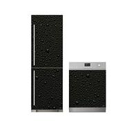 Oedim Pack Vinilo para Frigorífico + Vinilo para Lavavajillas Textura Refrescante Negra | 60x185cm + 65x75cm | Adhesivo Resistente y Económico | Pegatina Adhesiva Decorativa de Diseño Elegante