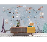 Oedim Papel Pintado Mapamundi Monumentos, Decorativo para Habitaciones, decoración para Paredes, Mural