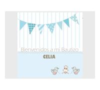 Oedim Photocall Bienvenidos a mi Bautizo | 1,50 m x 1,50 m | Photocall Ideal para Fiestas | Bautizos | Photocall Original