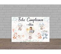 Oedim Photocall Cartel Cumpleaños Infantil Animalitos Personalizado, photocall Decorativo para cumpleaños, decoración para Eventos