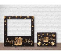 Oedim Photocall + Cartel Feliz 30 Cumpleaños Estrellas, 100x100cm, Eventos o Celebraciones puntuales, Ventana Troquelada, Photocall Divertido