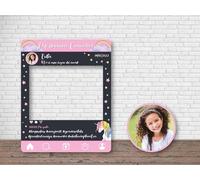 Oedim Photocall + Cartel Mi Primera Comunión Instagram Unicornio Personalizado, 100x80cm, 42x42cm photocall Decorativo para comuniones, decoración para Eventos