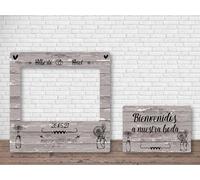 Oedim Photocall + Cartel para Bodas Color Marrón Personalizado, 100 x 100 cm, 79x54cm, Eventos o Celebraciones puntuales, Ventana Troquelada, Photocall Divertido