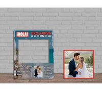 Oedim Photocall + Cartel para Bodas Fondo Palmeras Personalizado, 100x130cm, 49x47cm, Eventos o Celebraciones puntuales, Ventana Troqueladas, Photocall Divertido