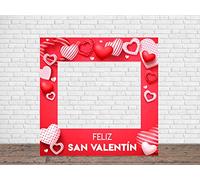 Oedim Photocall en Cartón Feliz San Valentín Corazones 3D sin Relieve 100x100cm | Photocall Feliz San Valentín Corazones 3D | Photocall Económico y Original | Photocall Troquelado