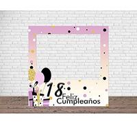 Oedim Photocall Feliz Cumpleaños 18 Niña, 100x100cm, Photocall Decorativo para Eventos o Celebraciones puntuales, Photocall Divertido-