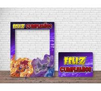 Oedim Photocall Feliz Cumpleaños Dragon Ball + Cartel, 80x100cm + 60x43cm, Fabricado en cartón, Divertida y Original