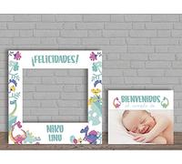 Oedim Photocall Infantil Cumpleaños Dinosaurios + Cartel Personalizado, photocall Decorativo para cumpleaños, decoración para Eventos