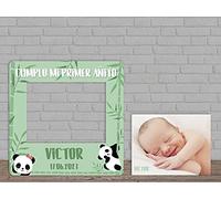 Oedim Photocall Infantil Cumpleaños Oso Panda + Cartel Personalizado, photocall Decorativo para cumpleaños, decoración para Eventos