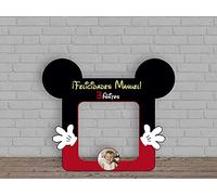 Oedim Photocall Infantil Cumpleaños Ratón Rojo y Negro Personalizado + Atrezzos, photocall Decorativo para cumpleaños, decoración para Eventos